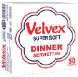 Velvex Paper Serviettes, Dinner 38×38cm (50s)