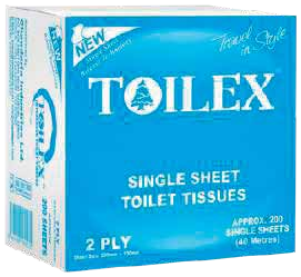 Single Sheet Toilet Tissue, Toilex (Blended)